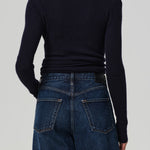 Alessia Crewneck Ribbed Knit Sweater Navy