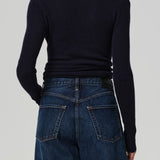 Alessia Crewneck Ribbed Knit Sweater Navy