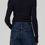 Alessia Crewneck Ribbed Knit Sweater Navy
