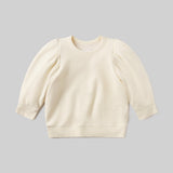 Pleated Short Sleeve Crew Cream
