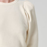 Pleated Short Sleeve Crew Cream