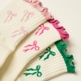 Bow Ruffle Grip Pilates Socks