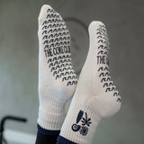 TCC Navy Wave, Surfboard, Palm, Sun | Pilates & Barre Grippy Socks