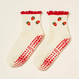 Strawberry Ruffle Grip Pilates Socks