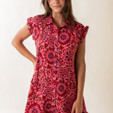 Pink and Red Printed Dress