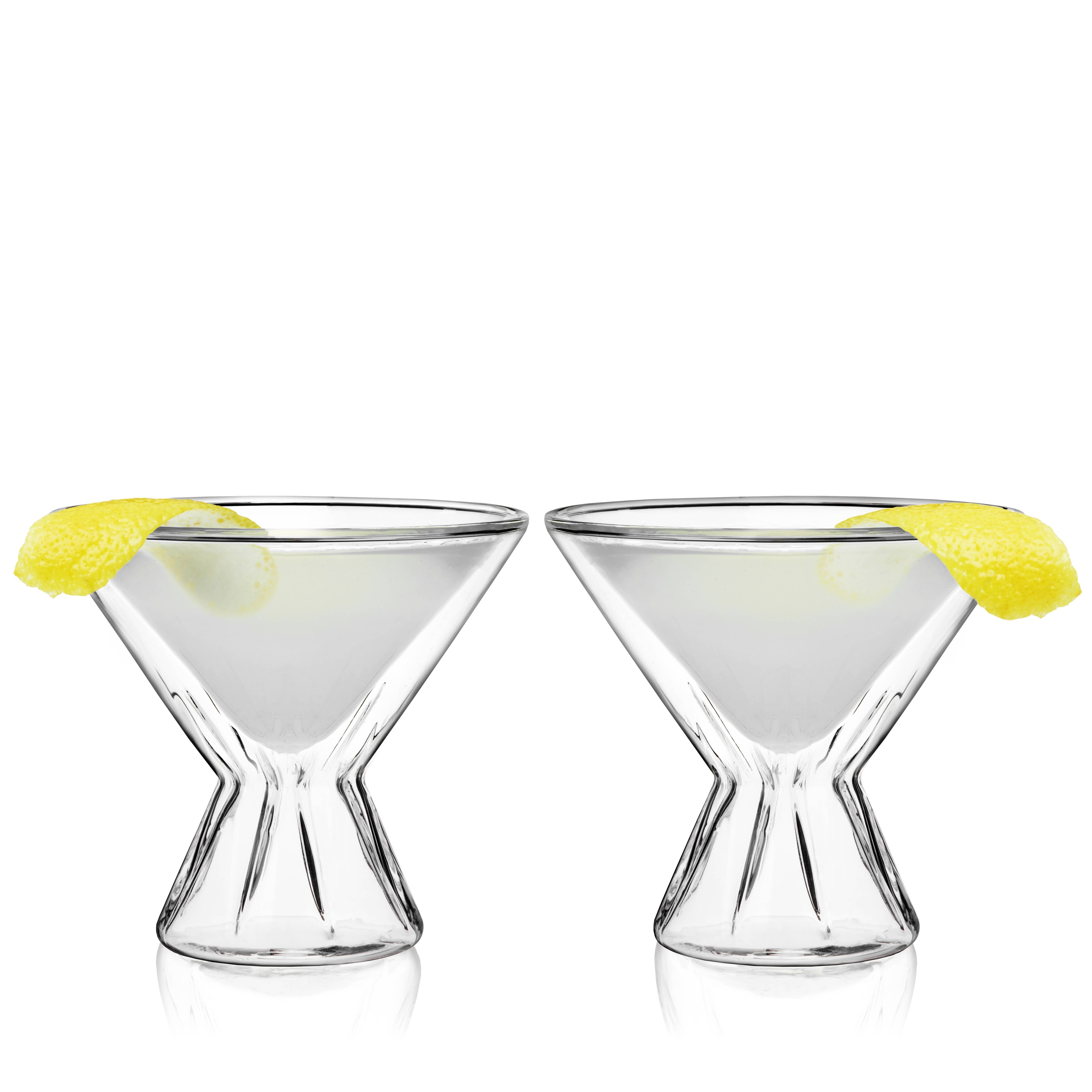 Viski Double Walled Stemless Martini Glasses - Set of 2