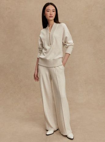 The Wide Leg Pant 28 Ivory Marl