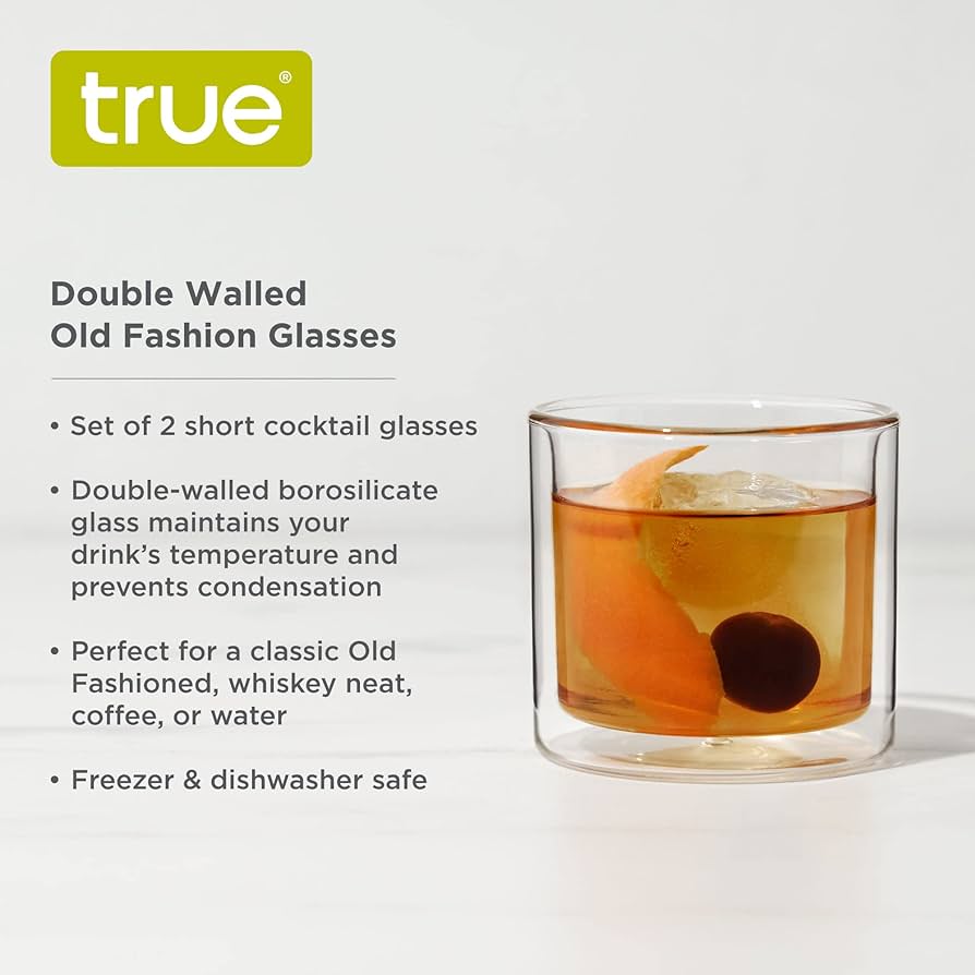 TRUE Double Walled Old-Fashioned Glass Set of 2