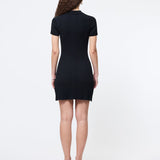 Crinkle Knit Mini Dress Black