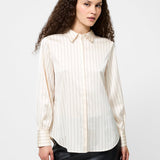 Satin Pinstripe Blouse Porcelain Cream