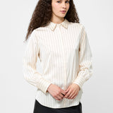 Satin Pinstripe Blouse Porcelain Cream