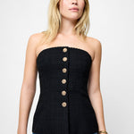 Structured Tweed Strapless Top Black