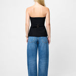 Structured Tweed Strapless Top Black