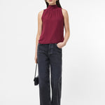Marina Chiffon Sleeveless Bow Top Cabernet