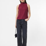 Marina Chiffon Sleeveless Bow Top Cabernet