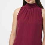 Marina Chiffon Sleeveless Bow Top Cabernet