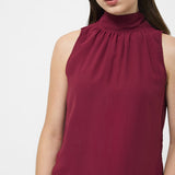 Marina Chiffon Sleeveless Bow Top Cabernet