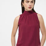 Marina Chiffon Sleeveless Bow Top Cabernet
