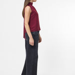 Marina Chiffon Sleeveless Bow Top Cabernet