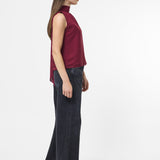 Marina Chiffon Sleeveless Bow Top Cabernet