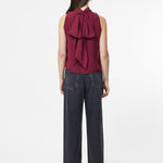 Marina Chiffon Sleeveless Bow Top Cabernet