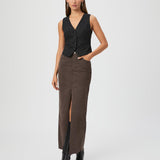 Angela Maxi Skirt w/ Raw Hem Rich Chocolate