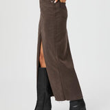 Angela Maxi Skirt w/ Raw Hem Rich Chocolate