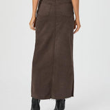 Angela Maxi Skirt w/ Raw Hem Rich Chocolate