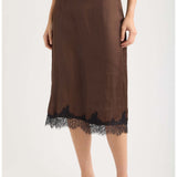 Peppers Lace Trim Skirt Chocolate