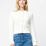 Lurex Tweed Knit Cardigan Classic Cream Gold