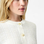 Lurex Tweed Knit Cardigan Classic Cream Gold