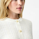 Lurex Tweed Knit Cardigan Classic Cream Gold