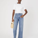 Babysoft Short Sleeve Top White Sky Blue Trim