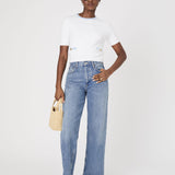 Babysoft Short Sleeve Top White Sky Blue Trim