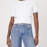 Babysoft Short Sleeve Top White Sky Blue Trim