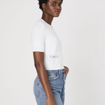 Babysoft Short Sleeve Top White Sky Blue Trim