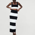 Bodycon Knit Maxi Skirt Black-Summer White