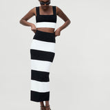 Bodycon Knit Maxi Skirt Black-Summer White