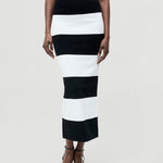 Bodycon Knit Maxi Skirt Black-Summer White