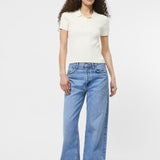 Crinkle Knit Slim Polo Porcelain Cream