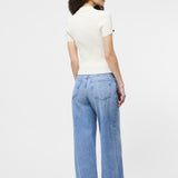 Crinkle Knit Slim Polo Porcelain Cream