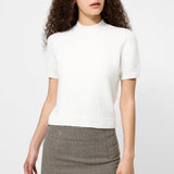 Vhari Knit Mock Neck S/S Top Porcelain Cream