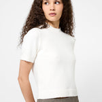Vhari Knit Mock Neck S/S Top Porcelain Cream