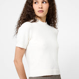 Vhari Knit Mock Neck S/S Top Porcelain Cream