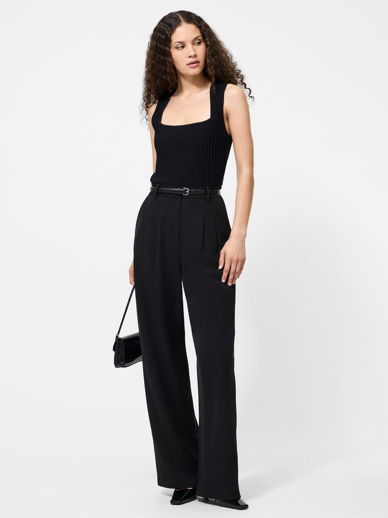 Ottoman Crinkle Sleeveless Top Black