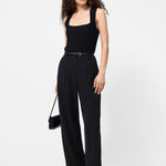 Ottoman Crinkle Sleeveless Top Black