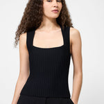 Ottoman Crinkle Sleeveless Top Black