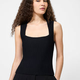 Ottoman Crinkle Sleeveless Top Black