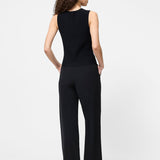 Ottoman Crinkle Sleeveless Top Black