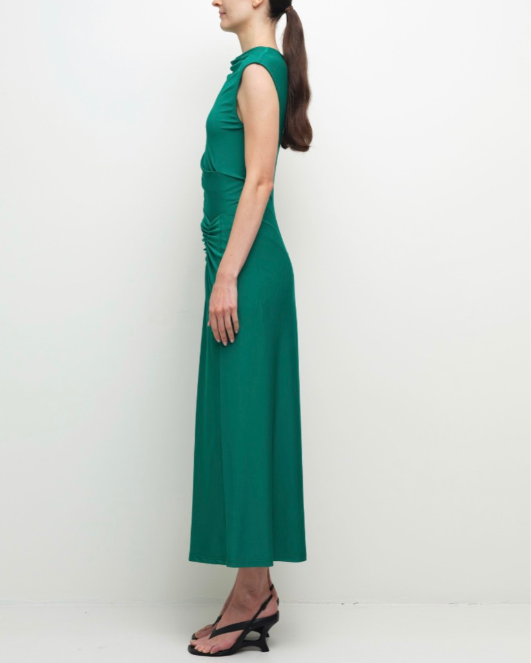 Acacia Draped Jersey Midi Dress Kelly Green